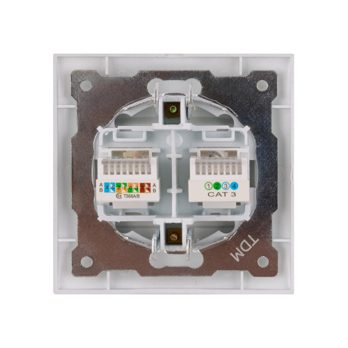 Розетка телефонная RJ11 + компьютерная RJ45 серебр. металлик Розетка телефонная RJ11 + компьютерная RJ45 серебр. металлик