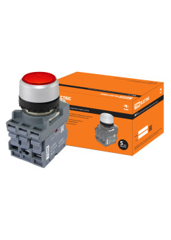 Кнопка с фиксацией MP2-21R(LED) в сборе d22мм/24В 1з+1р красная TDM