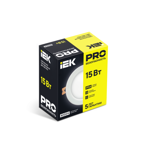 Светильник светодиодный ДВО 1820 PRO круг 15Вт 4000K IP54 белый IEK Светильник светодиодный ДВО 1820 PRO круг 15Вт 4000K IP54 белый IEK