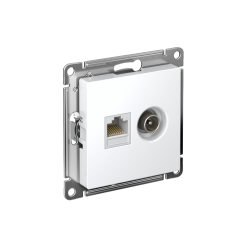 ATLASDESIGN РОЗЕТКА двойная ТВ + компьютерная RJ45 кат. 5e, механизм, БЕЛЫЙ