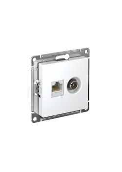 ATLASDESIGN РОЗЕТКА двойная ТВ + компьютерная RJ45 кат. 5e, механизм, БЕЛЫЙ