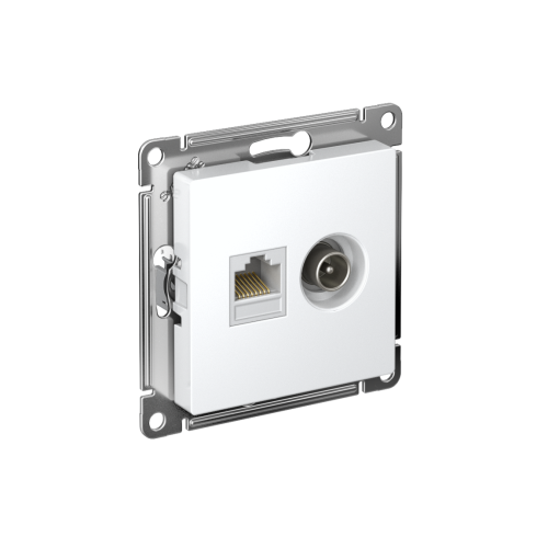 ATLASDESIGN РОЗЕТКА двойная ТВ + компьютерная RJ45 кат. 5e, механизм, БЕЛЫЙ