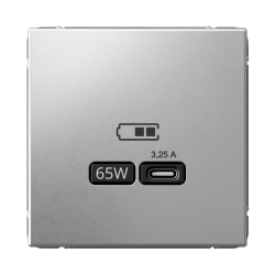 ARTGALLERY USB РОЗЕТКА тип-С 65Вт высокоскор.заряд. QC, PD, механизм, АЛЮМИНИЙ