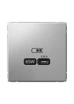 ARTGALLERY USB РОЗЕТКА тип-С 65Вт высокоскор.заряд. QC, PD, механизм, АЛЮМИНИЙ