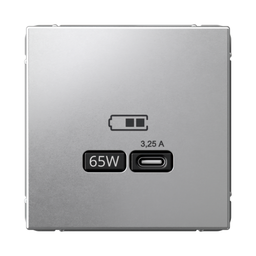 ARTGALLERY USB РОЗЕТКА тип-С 65Вт высокоскор.заряд. QC, PD, механизм, АЛЮМИНИЙ