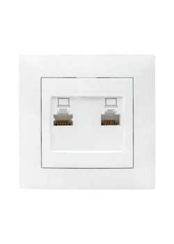 Валенсия розетка компьютерная RJ-45 2-местная белая EKF