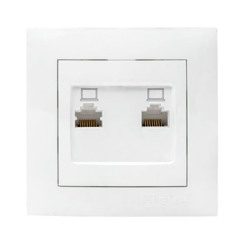 Валенсия розетка компьютерная RJ-45 2-местная белая EKF