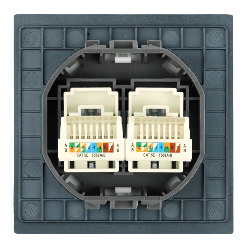 Розетка компьютерная 2-местная RJ-45 (механизм), STEKKER, серия Мия, RST00-3111-05, черный бархат Розетка компьютерная 2-местная RJ-45 (механизм), STEKKER, серия Мия, RST00-3111-05, черный бархат