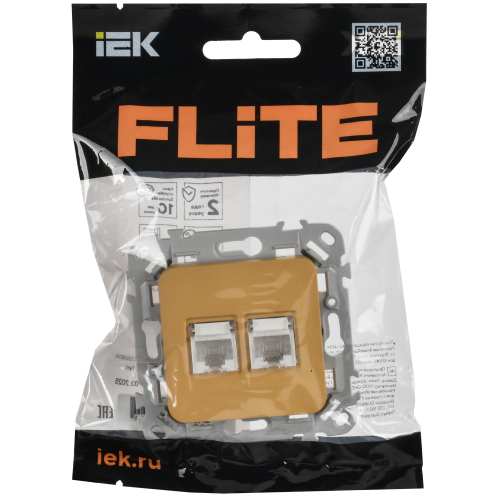 FLITE Розетка 2-местная компьютерная RJ45 категория 5Е UTP РК5е-2-0-ФлШм шамуа IEK