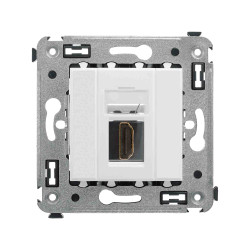 HDMI розетка одинарная в стену, тип А-А, Avanti, белое облако
