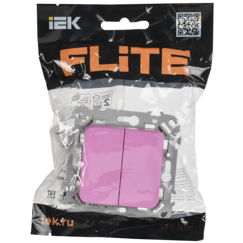 FLITE Выключатель 2-клавишный проходной 10А ВС62-1-0-ФлПр пурпурный IEK