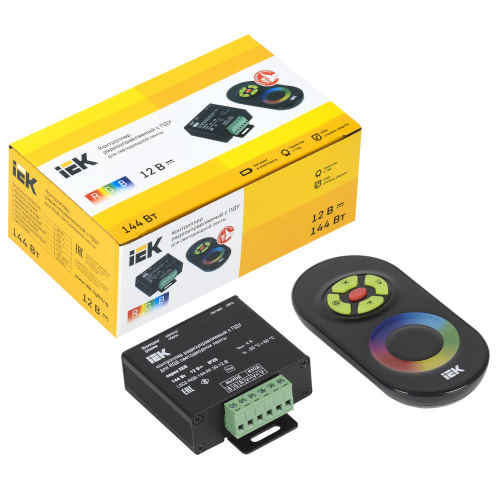 Контроллер с ПДУ радио RGB 3 канала 12В 4А 144Вт черный IEK