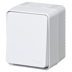 ATLASDESIGN PROFI IP54 О/У 1-клавишный ВЫКЛЮЧАТЕЛЬ КНОПОЧНЫЙ, сх.1, 10А, БЕЛЫЙ
