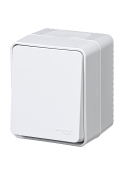 ATLASDESIGN PROFI IP54 О/У 1-клавишный ВЫКЛЮЧАТЕЛЬ КНОПОЧНЫЙ, сх.1, 10А, БЕЛЫЙ