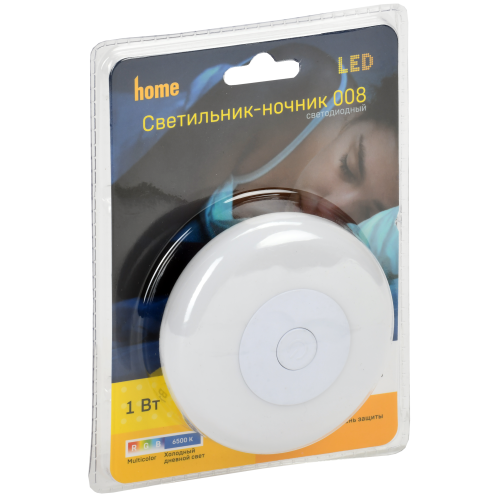 Светильник-ночник светодиодный 008 круг RGB+белый 220В IEK Светильник-ночник светодиодный 008 круг RGB+белый 220В IEK