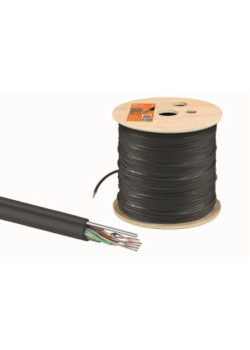 Кабель витая пара U/UTP Cat 5e 4х2х24AWG (305м) solid, PE для наружн. прокл., чёрный, трос 1,2мм TDM