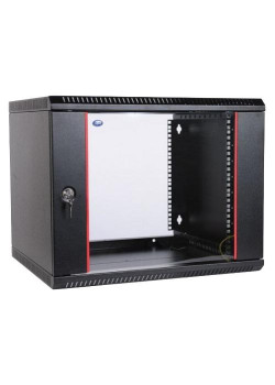 Шкаф телекоммуникационный настенный разборный ЭКОНОМ 9U (600 × 650) дверь стекло, цвет черный