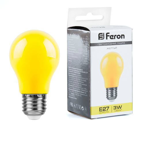 Лампа светодиодная Feron LB-375 E27 3W матовая 230V желтая