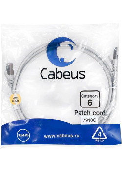 Патч-корд Cabeus PC-FTP-RJ45-CAT.6-2M-LSZH F/UTP RJ-45 вил.-вилка RJ-45 кат.6 2м серый LSZH