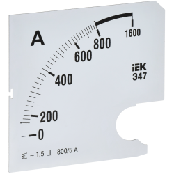 Шкала сменная для амперметра Э47 800/5А класс точности 1,5 96х96мм IEK