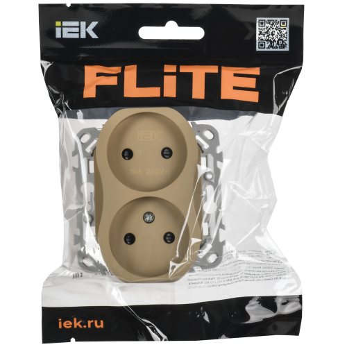 FLITE Розетка 2-местная без заземления с защитными шторками безвинтовое крепление 10А РСш02-1-ФлХ хаки IEK FLITE Розетка 2-местная без заземления с защитными шторками безвинтовое крепление 10А РСш02-1-ФлХ хаки IEK