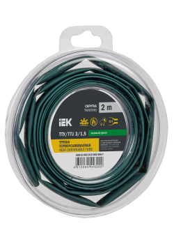 Трубка термоусадочная ТТУ нг-LS 3/1,5 зеленая (2м/упак) IEK