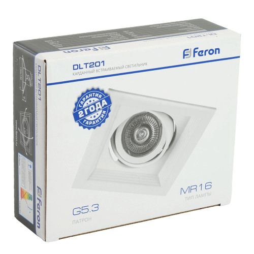 Светильник встраиваемый Feron DLT201 потолочный MR16 G5.3 белый Светильник встраиваемый Feron DLT201 потолочный MR16 G5.3 белый