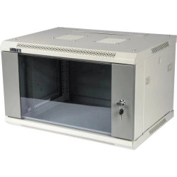 Шкаф коммутационный Lanmaster (TWT-CBWPG-12U-6X6-GY) настенный 12U 600x600мм пер.дв.стекл 60кг серый