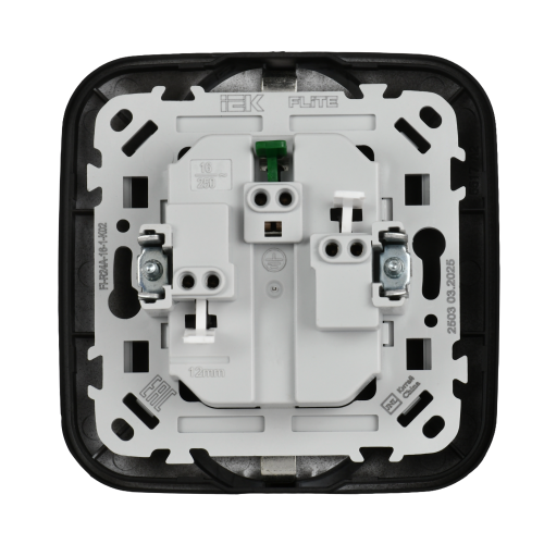 FLITE Розетка 2-местная с заземлением с защитными шторками безвинтовое крепление 16А РСш12-1-А-ФлЧ черный IEK FLITE Розетка 2-местная с заземлением с защитными шторками безвинтовое крепление 16А РСш12-1-А-ФлЧ черный IEK