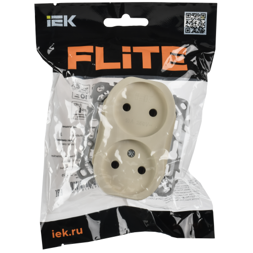 FLITE Розетка 2-местная без заземления без защитных шторок безвинтовое крепление 10А РС02-1-ФлСл сливочный IEK FLITE Розетка 2-местная без заземления без защитных шторок безвинтовое крепление 10А РС02-1-ФлСл сливочный IEK