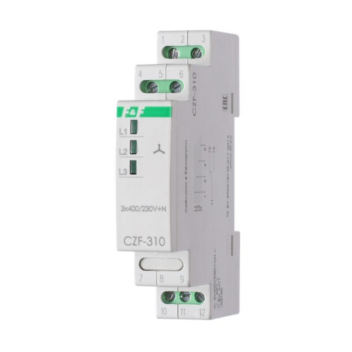 Реле контроля фаз CZF-310 (1 модуль; монтаж на DIN-рейке; 3х400/230+N 8А 1NO/NC IP20) F&F EA04.001.005 Реле контроля фаз CZF-310 (1 модуль; монтаж на DIN-рейке; 3х400/230+N 8А 1NO/NC IP20) F&F EA04.001.005