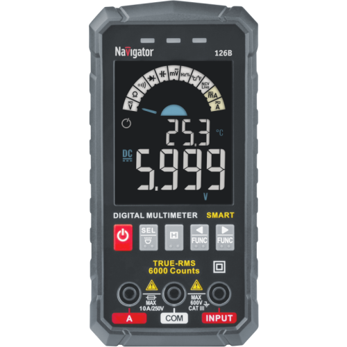 Мультиметр 95 770 NMT-Mm-126B True RMS Smart цветной дисплей Navigator 95770 Мультиметр 95 770 NMT-Mm-126B True RMS Smart цветной дисплей Navigator 95770