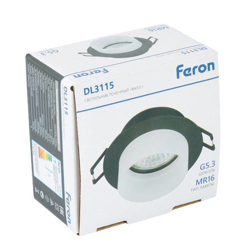 Светильник встраиваемый Feron DL3115 потолочный MR16 G5.3 черный Светильник встраиваемый Feron DL3115 потолочный MR16 G5.3 черный