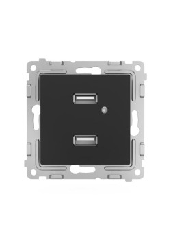 Розетка 2-м USB СП Pixel тип A+A 5В 1х2.1А 2х1.05А механизм карбон TOKOV ELECTRIC TKE-PX-2USB-C14