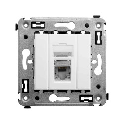 Компьютерная розетка RJ-45 в стену, кат.5e одинарная экранированная, Avanti, белое облако