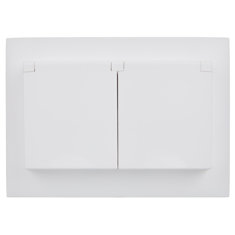 SKANDY Розетка 2-местная и крышкой 16А в сборе IP44 SK-R12W арктический белый IEK
