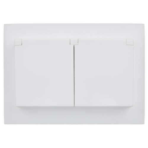 SKANDY Розетка 2-местная и крышкой 16А в сборе IP44 SK-R12W арктический белый IEK