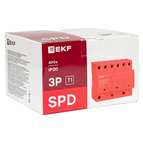 УЗИП Класс 1 Iimp 25kA (10/350μs) 3P EKF