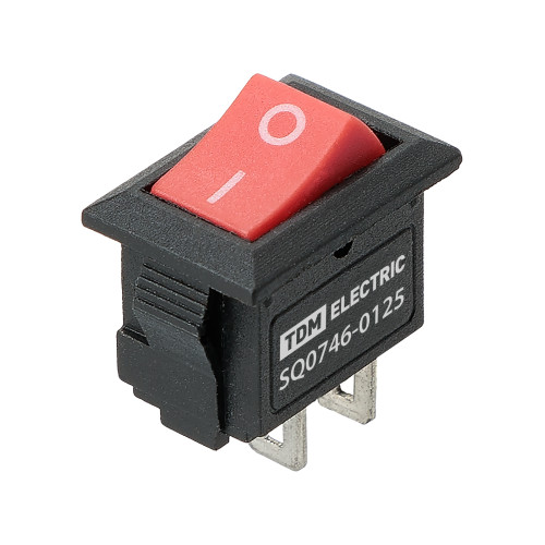 Выключатель клавишный KCD11-101 250В AC/DC, 1P, 3А, (2с), ON-OFF, черный корпус, красная клавиша, Micro TDM Выключатель клавишный KCD11-101 250В AC/DC, 1P, 3А, (2с), ON-OFF, черный корпус, красная клавиша, Micro TDM