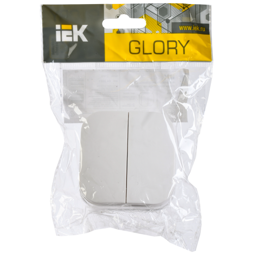 GLORY Выключатель 2-клавишный для открытой установки 10А ВС20-2-0-ХБ белый IEK