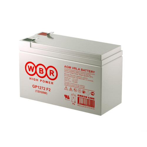 Аккумулятор 12В 7.2А.ч WBR GP1272 F2 28W Аккумулятор 12В 7.2А.ч WBR GP1272 F2 28W