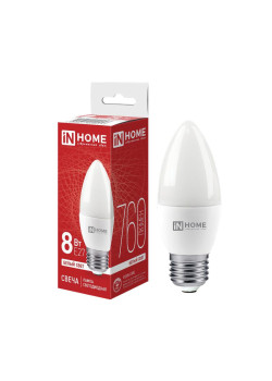 Лампа светодиодная LED-СВЕЧА-VC 8Вт свеча 4000К нейтр. бел. E27 760лм 230В IN HOME 4690612020457