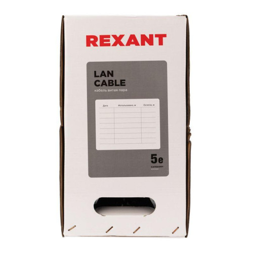Кабель витая пара U/UTP кат.5E 4х2х24AWG solid CU PE Outdoor черн. (м) Rexant 01-0045 Кабель витая пара U/UTP кат.5E 4х2х24AWG solid CU PE Outdoor черн. (м) Rexant 01-0045