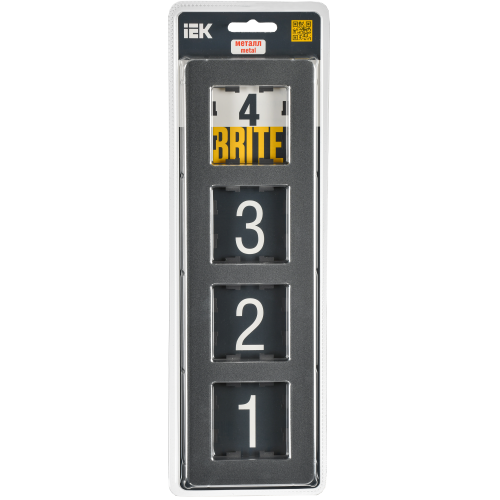 BRITE Рамка 4-местная РУ-4-1-Бр металл титан RE IEK