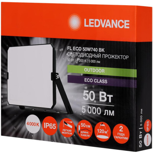 Прожектор светодиодный СДО FL ECO 50W 740 G4 уличный матов. стекло алюм. черн. LEDVANCE 4099854400117 Прожектор светодиодный СДО FL ECO 50W 740 G4 уличный матов. стекло алюм. черн. LEDVANCE 4099854400117