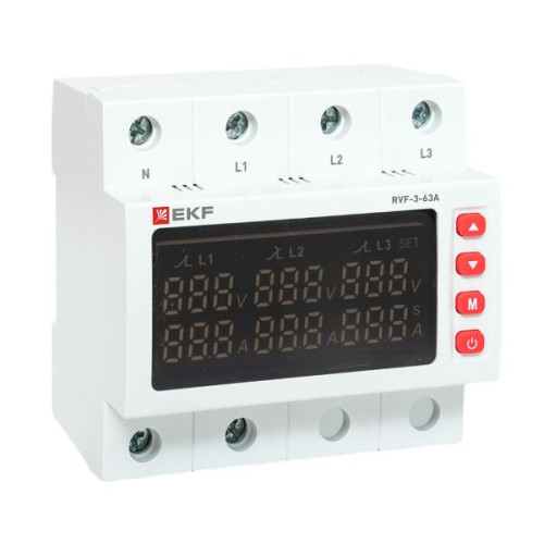 Реле выбора фаз с дисплеем RVF-3-63А EKF