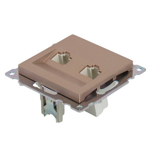 Розетка компьютерная 2-местная RJ-45 (механизм) STEKKER GLS00-7109-02, серия Катрин, шампань Розетка компьютерная 2-местная RJ-45 (механизм) STEKKER GLS00-7109-02, серия Катрин, шампань