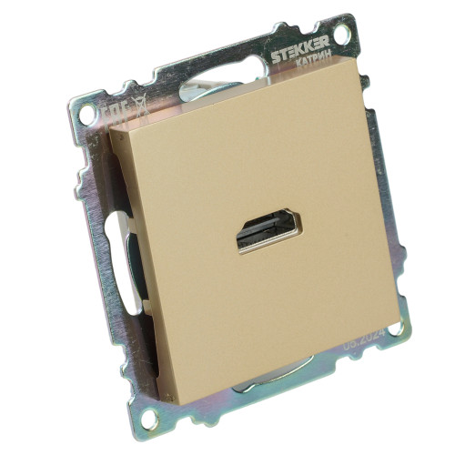 Розетка HDMI 2.1, Type A (механизм), STEKKER, GLS00-7118-08, серия Катрин, золото Розетка HDMI 2.1, Type A (механизм), STEKKER, GLS00-7118-08, серия Катрин, золото
