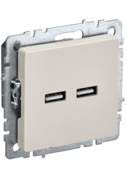 BRITE Розетка USB A+A 5В 3,1А РЮ10-1-БрКр бежевый IEK