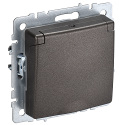BRITE Розетка 1-местная с заземлением с защитными шторками и крышкой 16А IP20 РСбш10-3-БрТБ темная бронза IEK